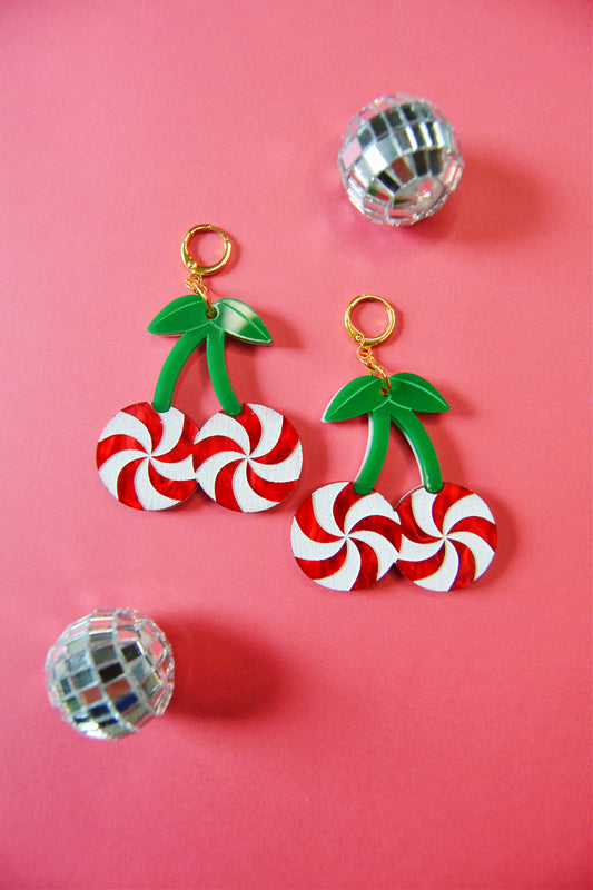 Peppermint Cherry Earrings