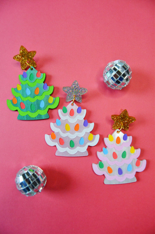 Ceramic Christmas Tree Earrings