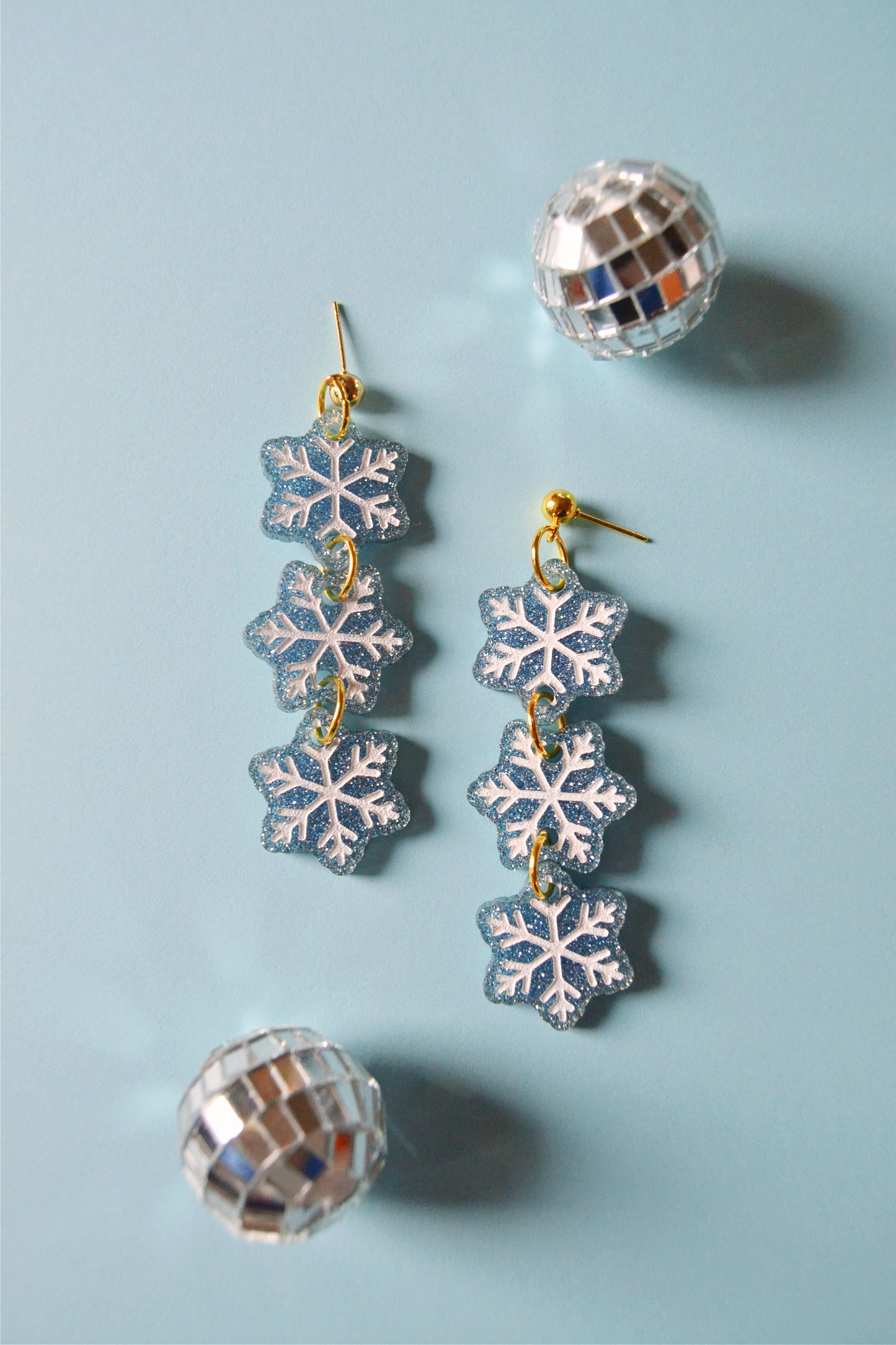 Glittering Snowflake Dangle Earrings