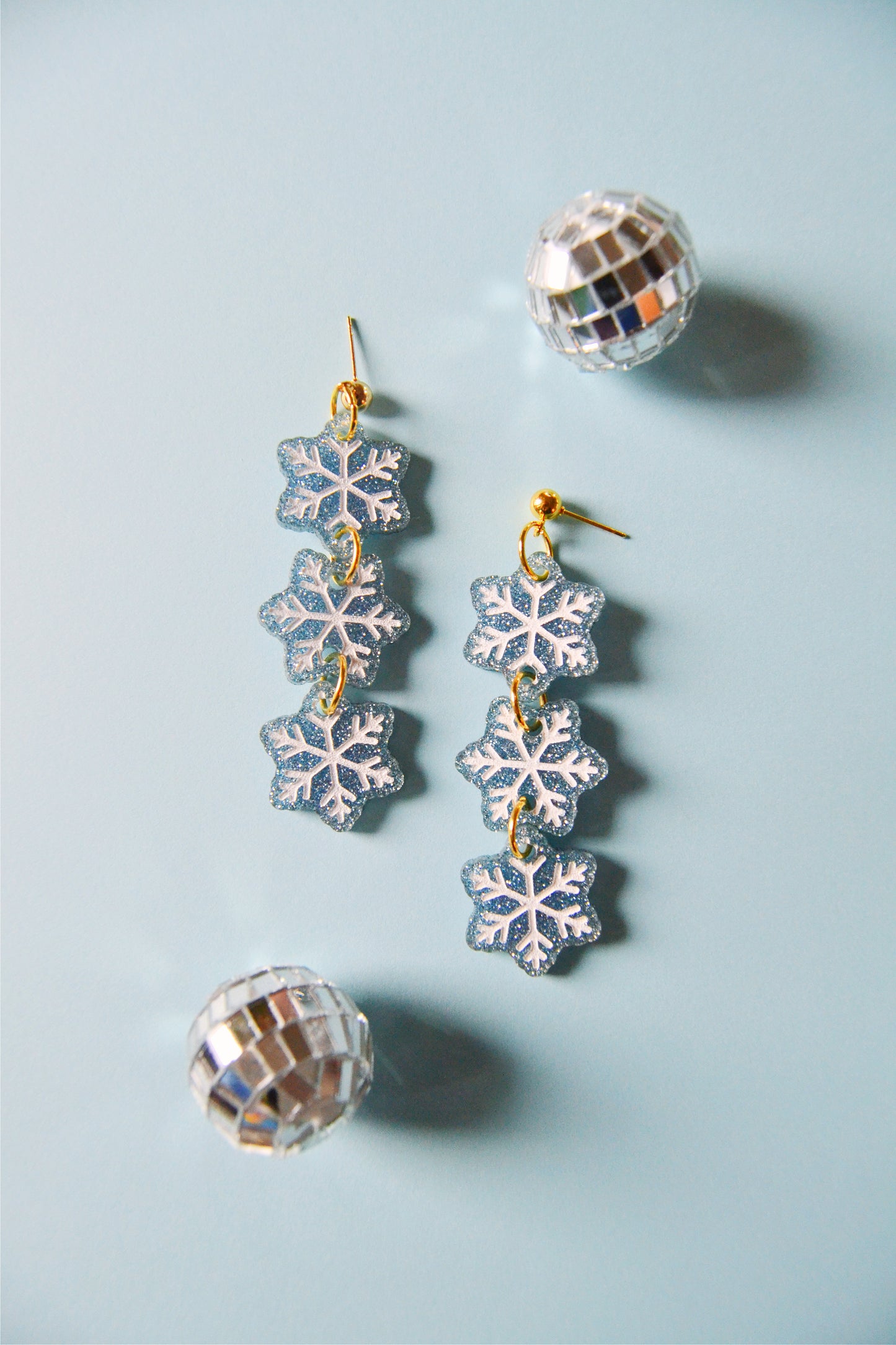 Glittering Snowflake Dangle Earrings