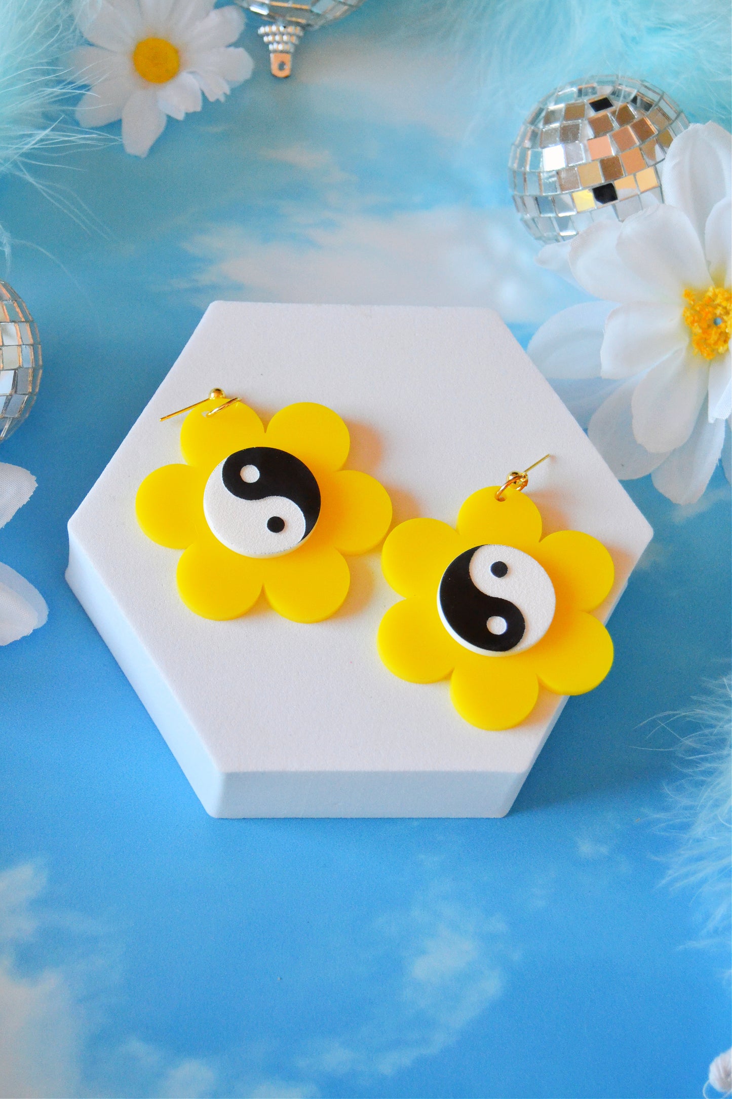 Yin Yang Daisy Earrings