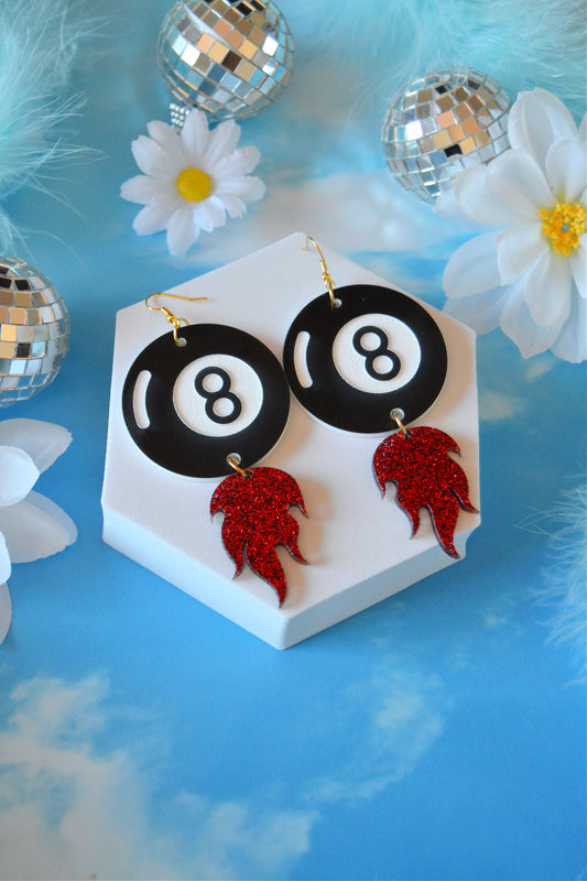 Flamin' 8 Ball Earrings