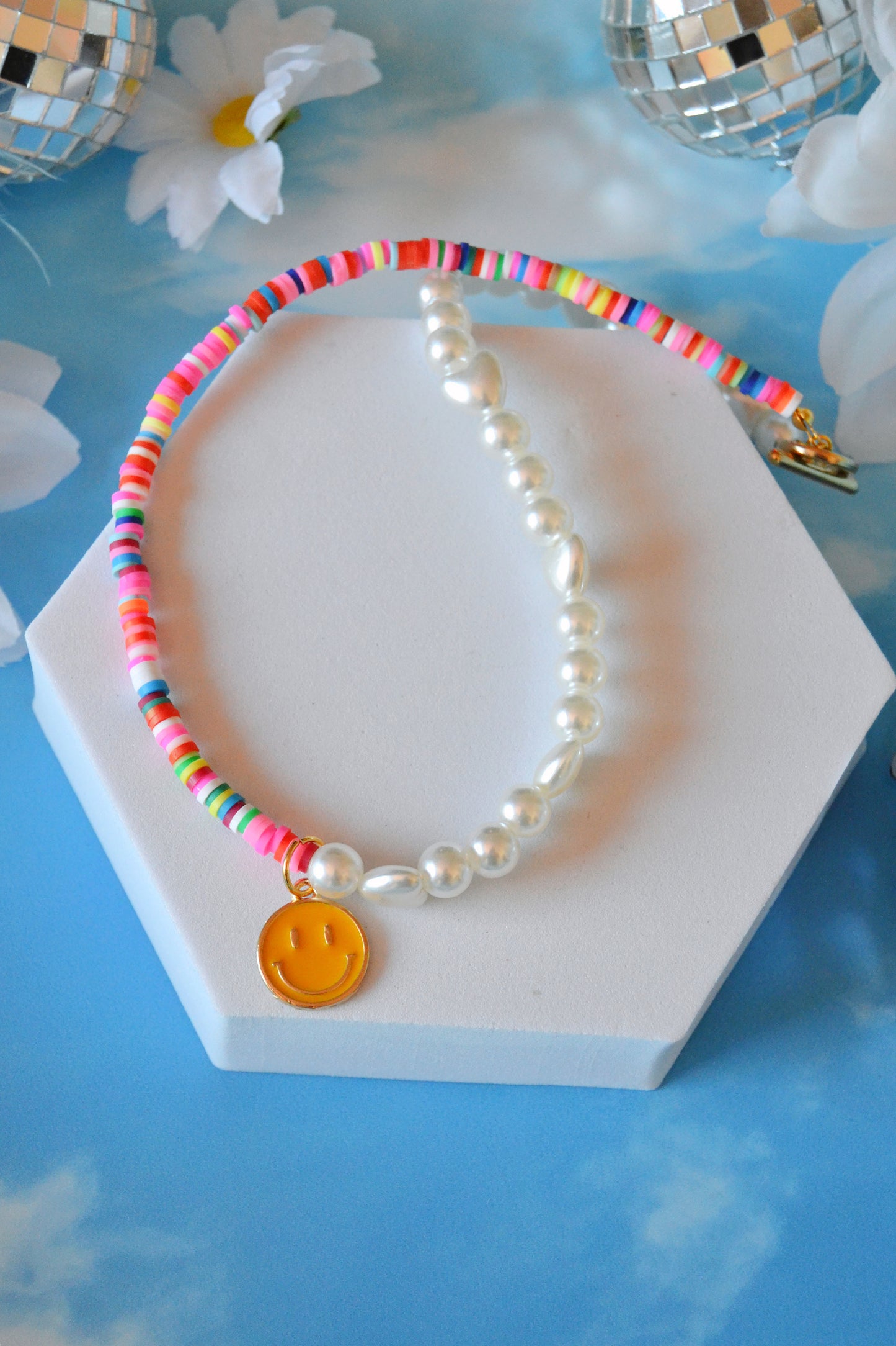 Smiley Faux Pearl Bead Necklace