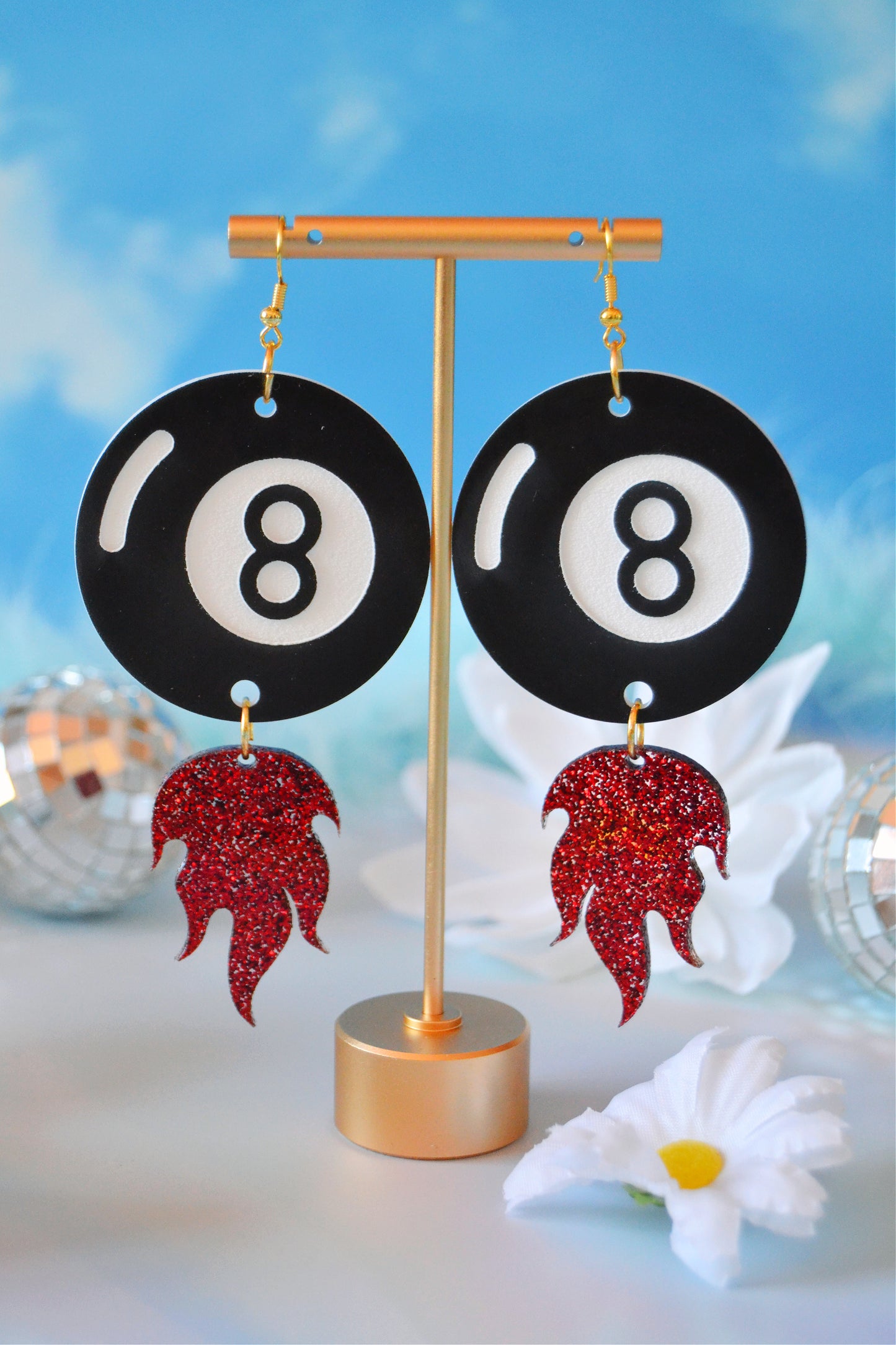 Flamin' 8 Ball Earrings