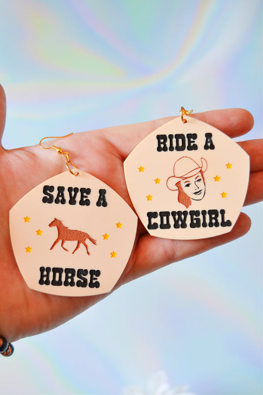 Save a Horse, Ride a Cowgirl Earrings