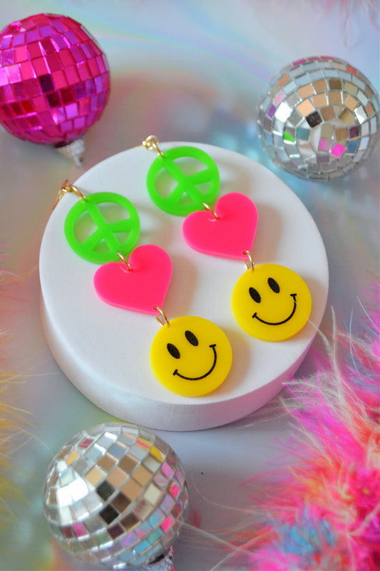 Peace, Love, Happiness Earrings