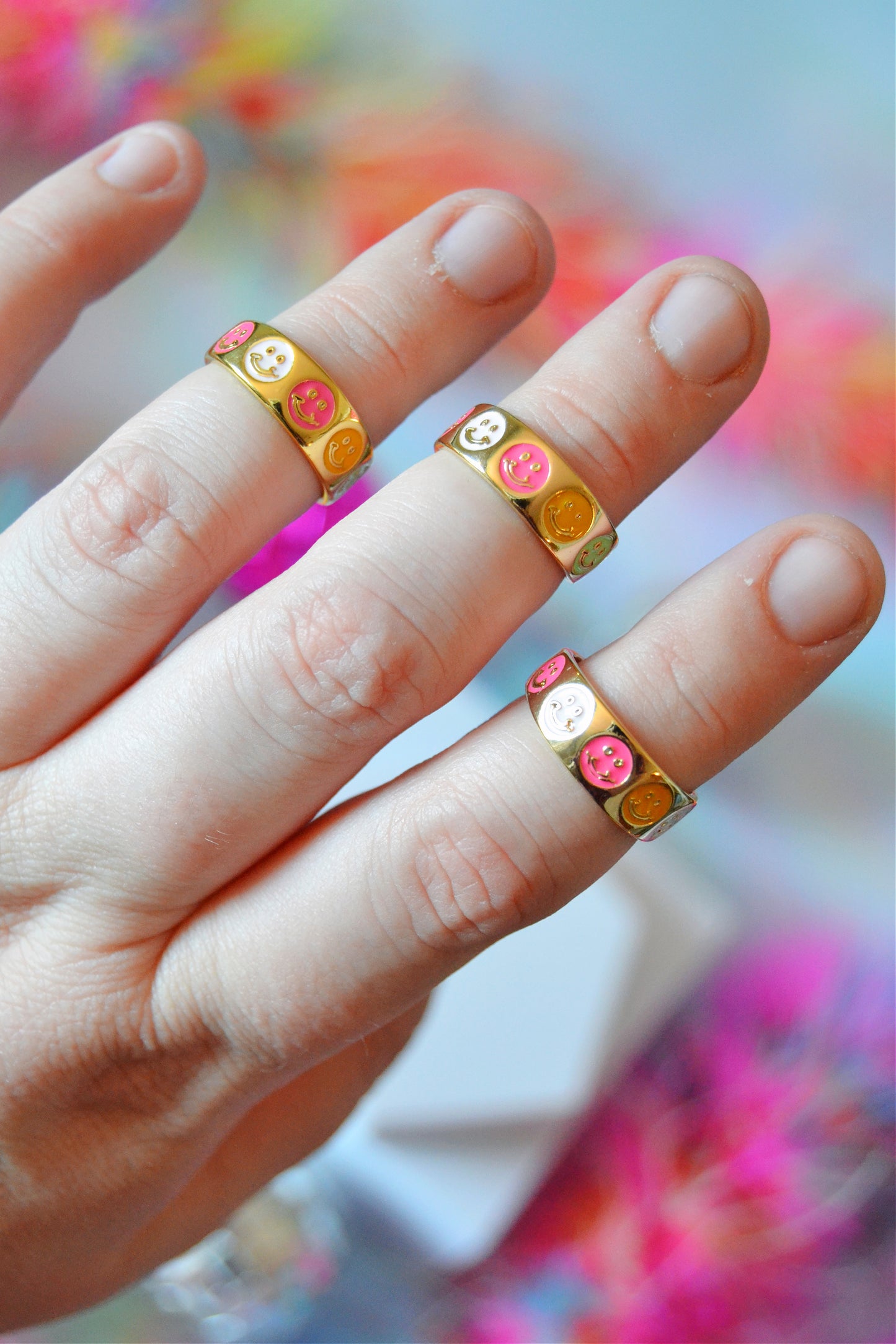Smiley Face Band Trendy Ring