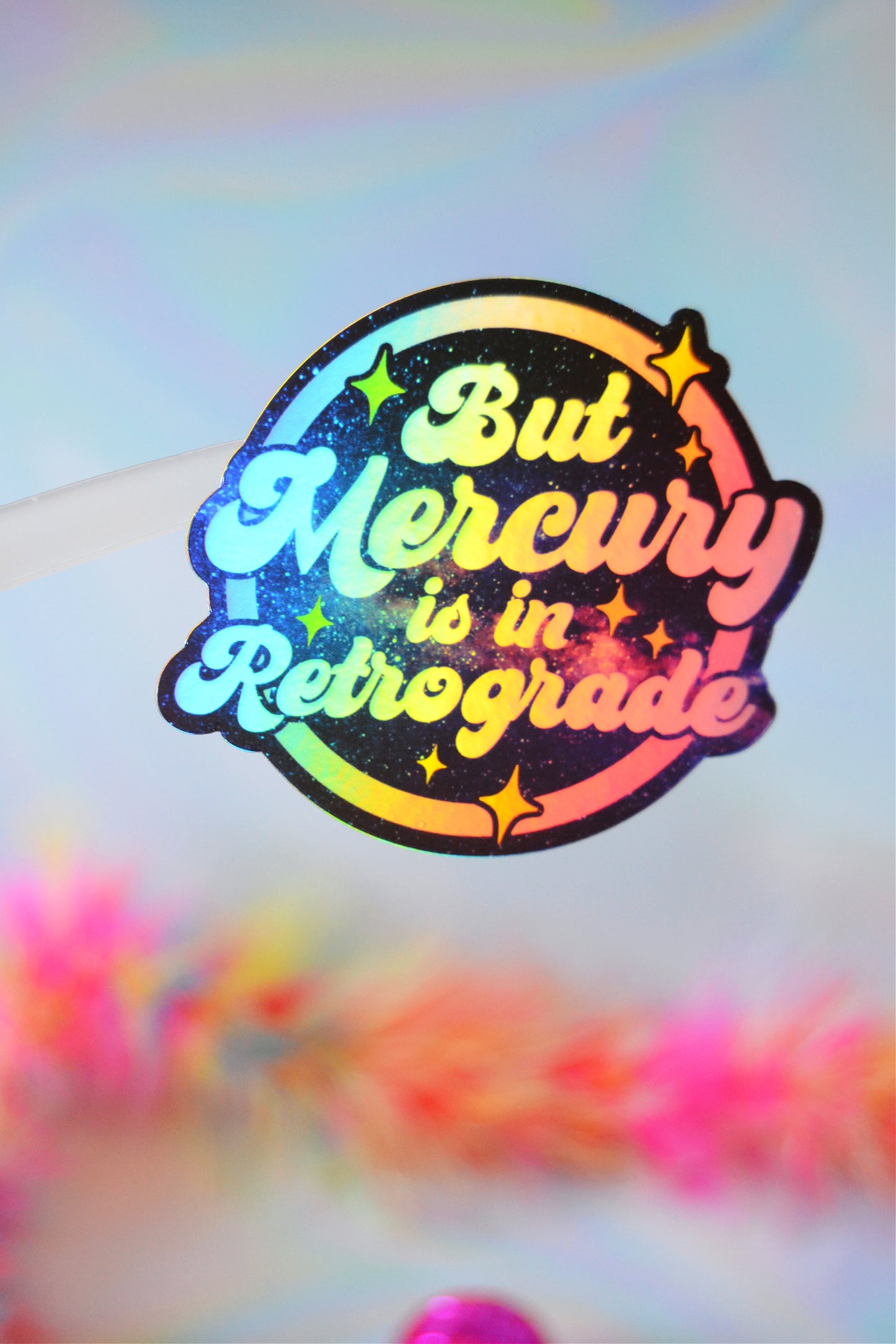 Mercury in Retrograde Holographic Sticker