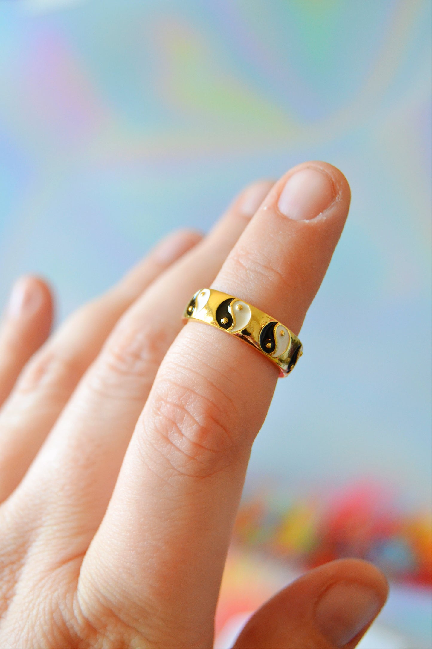 Yin Yang Enamel Band Trendy Ring