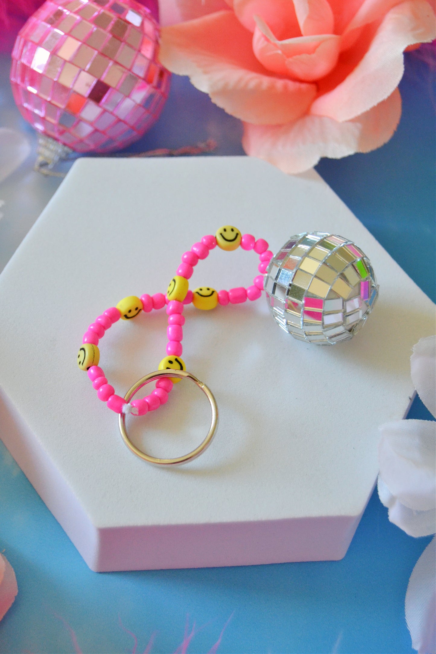 Disco Smiley Keychain