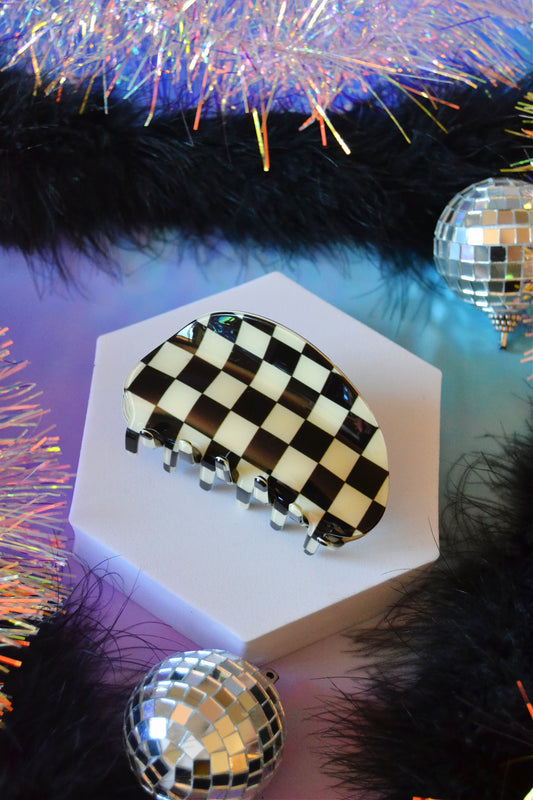 Checkered Claw Clip - Black