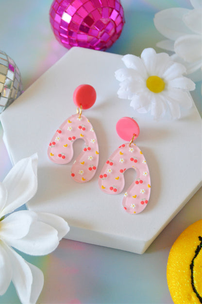 Cherry Daisy Arch Earrings