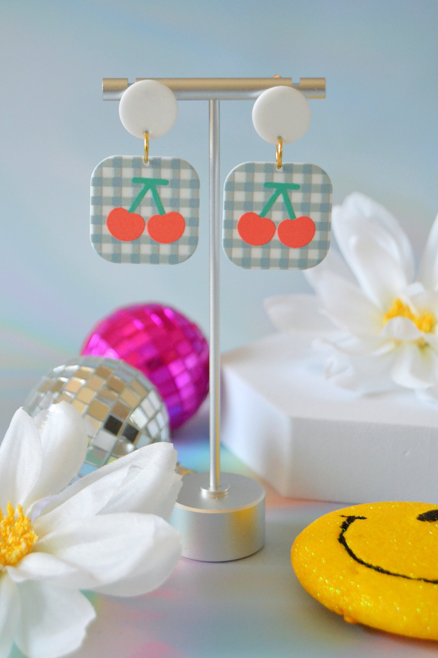 Cherry Gingham Earrings