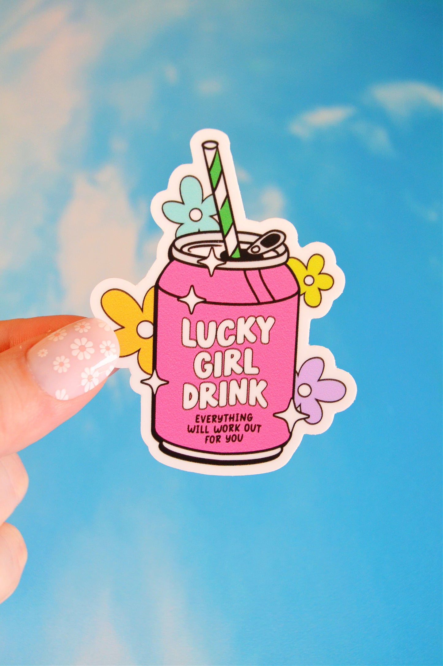 Lucky Girl Drink Sticker