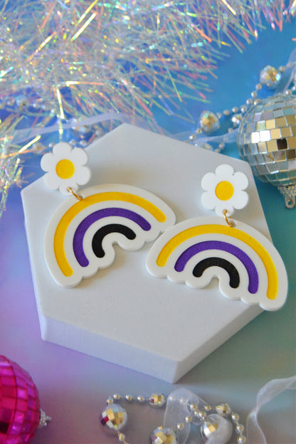 Enby Daisy Rainbow Earrings