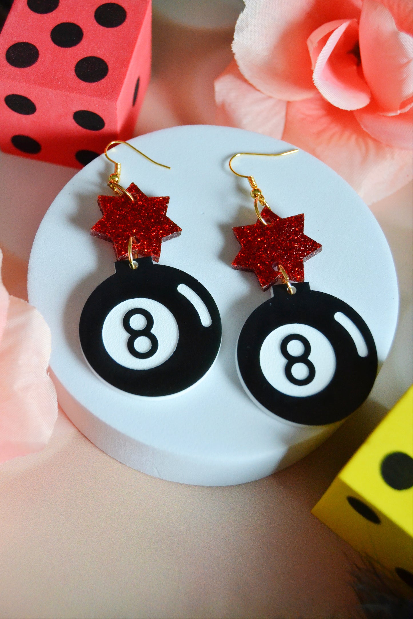 8 Ball Bomb Earrings