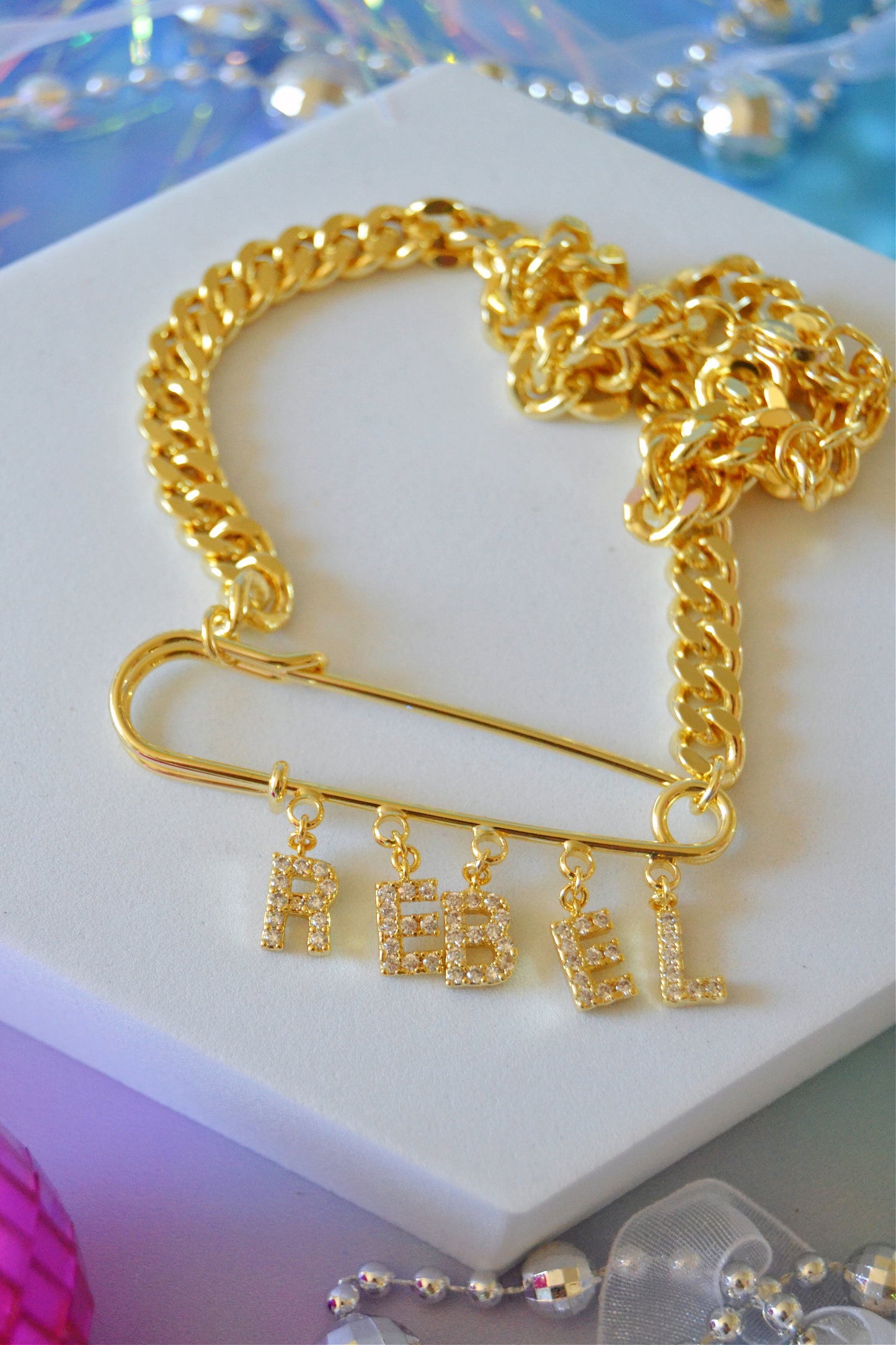 Rebel Safety Pin Necklace