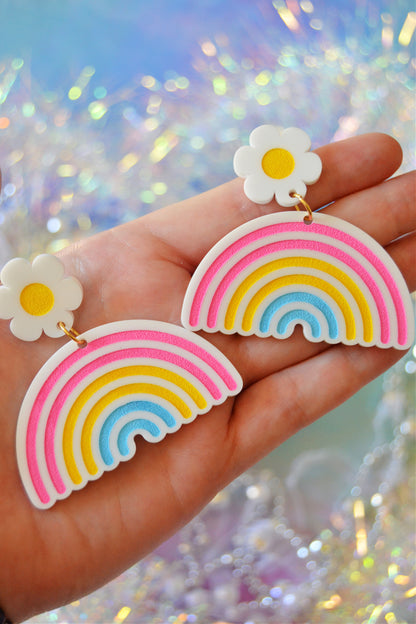 Pansexual Daisy Rainbow Earrings