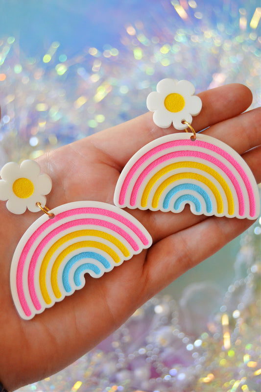 Pansexual Daisy Rainbow Earrings