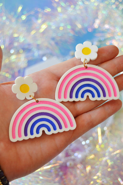 Bisexual Daisy Rainbow Earrings