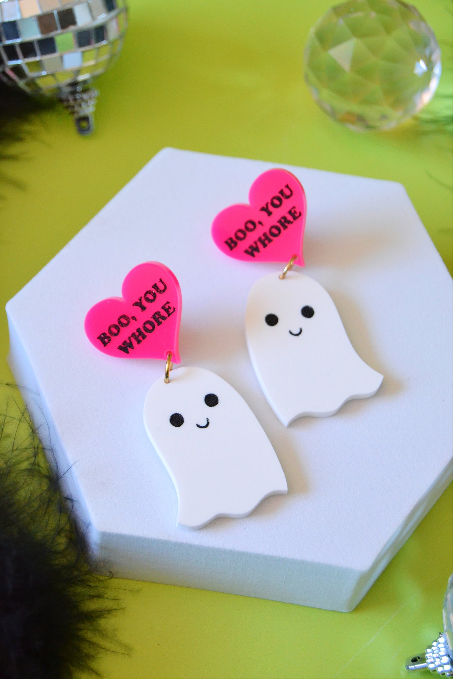 Boo You Whore Ghostie Earrings