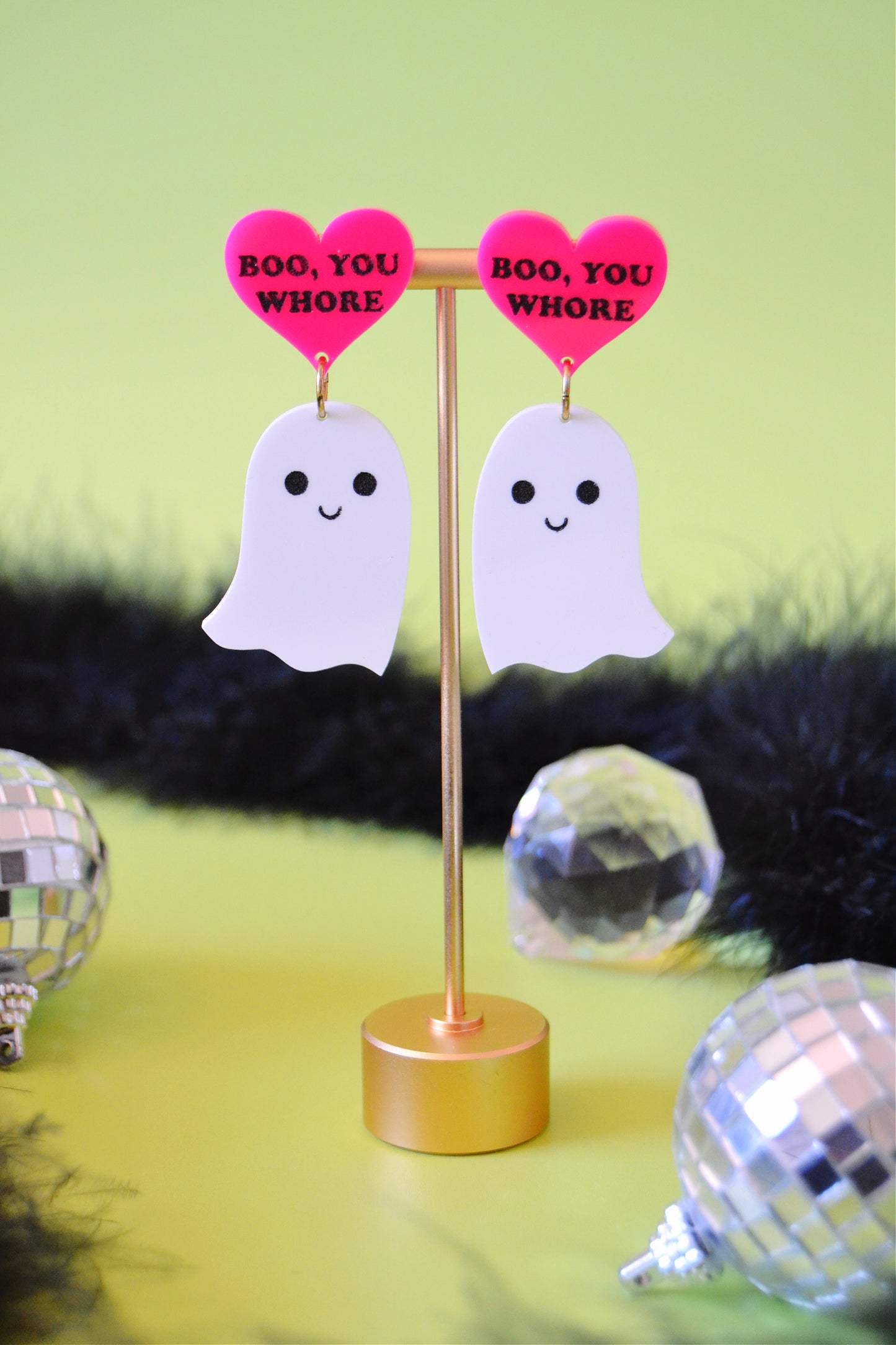 Boo You Whore Ghostie Earrings