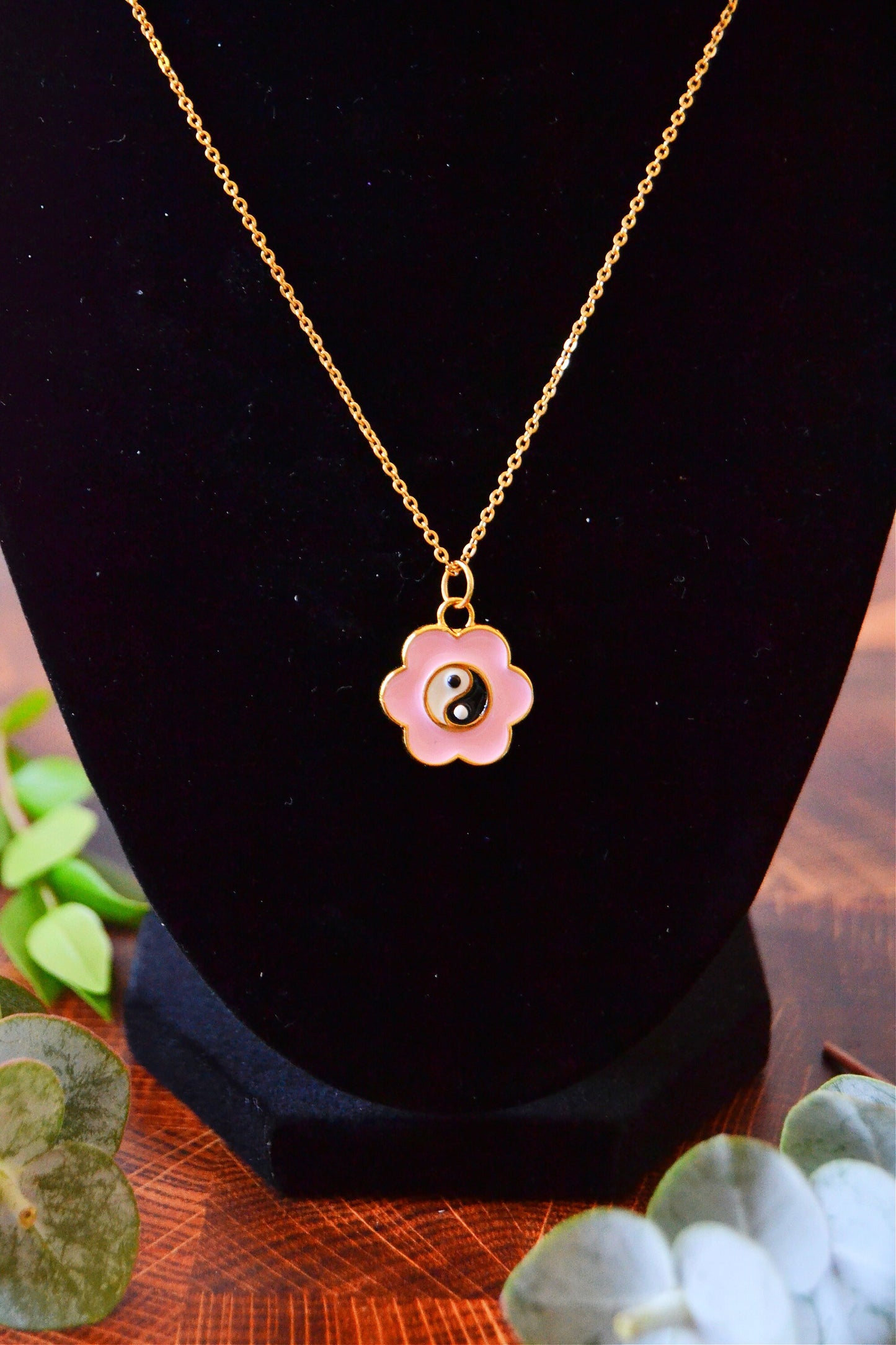 Gold Plated Brass Yin Yang Necklace