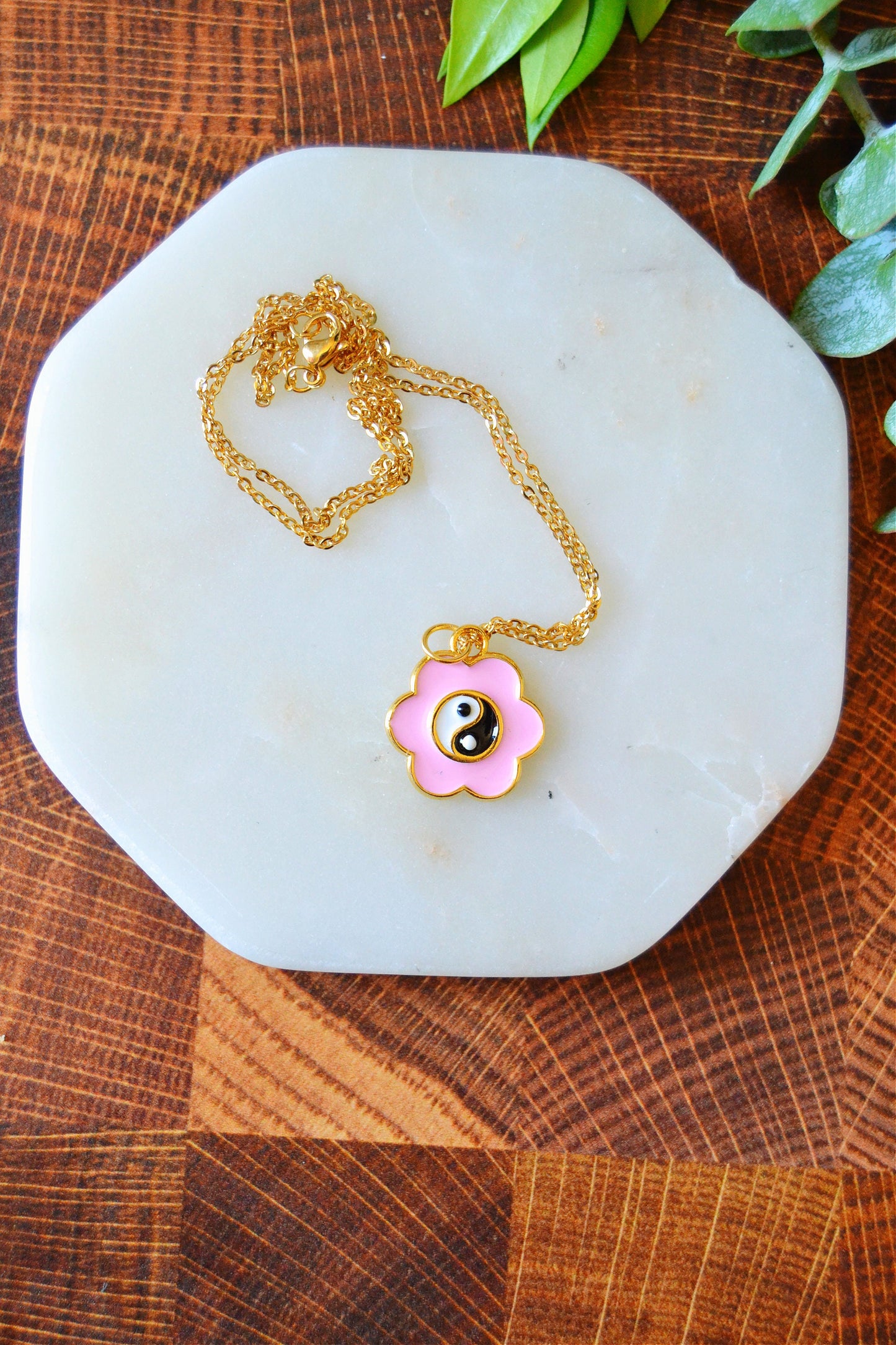 Gold Plated Brass Yin Yang Necklace