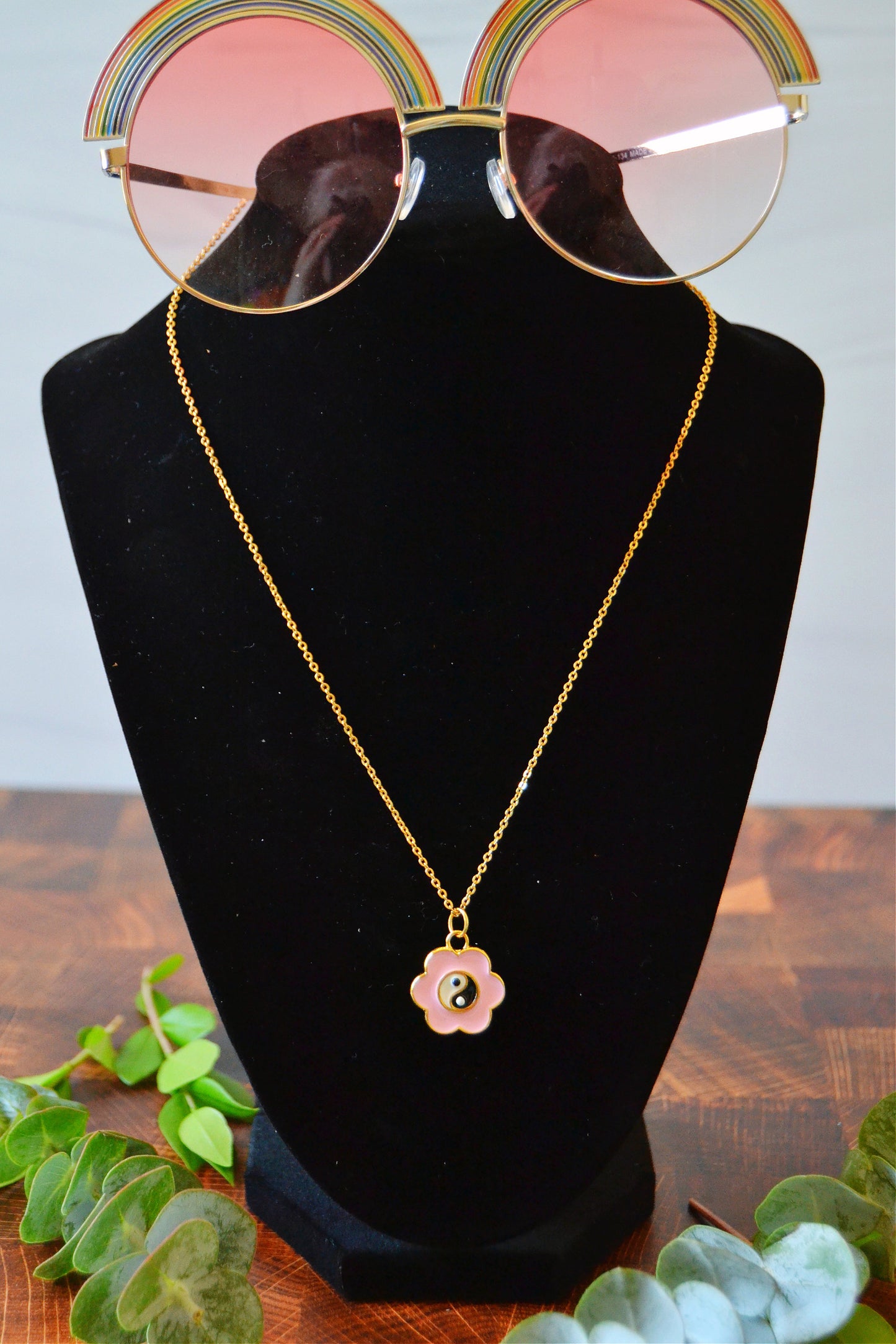 Gold Plated Brass Yin Yang Necklace