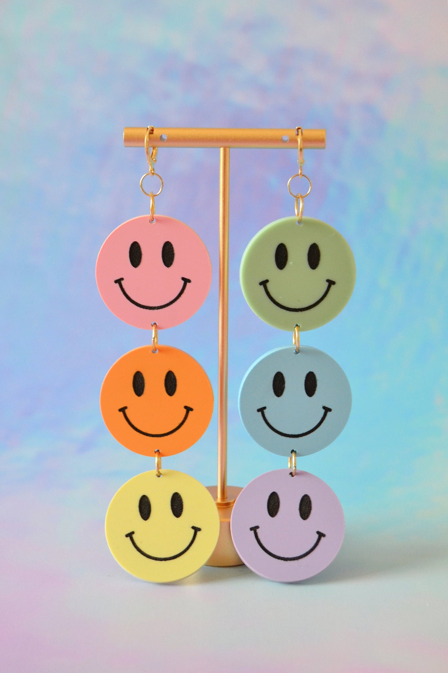 Rainbow Ombre Smiley Earrings