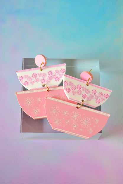 Pink Daisy Pyrex Earrings