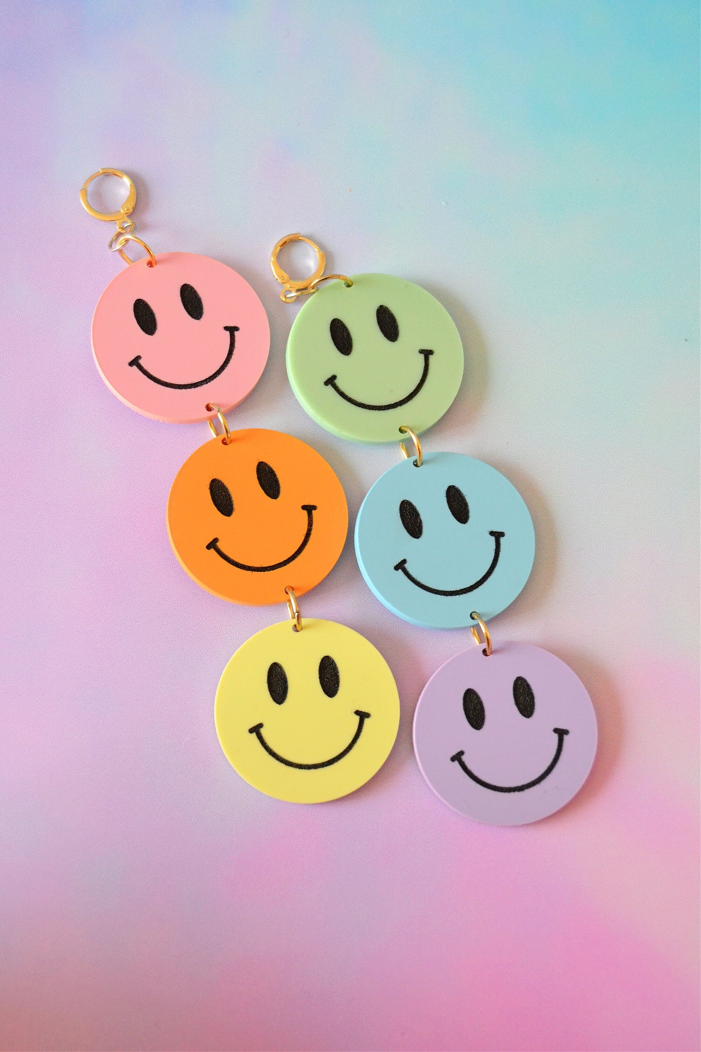 Rainbow Ombre Smiley Earrings