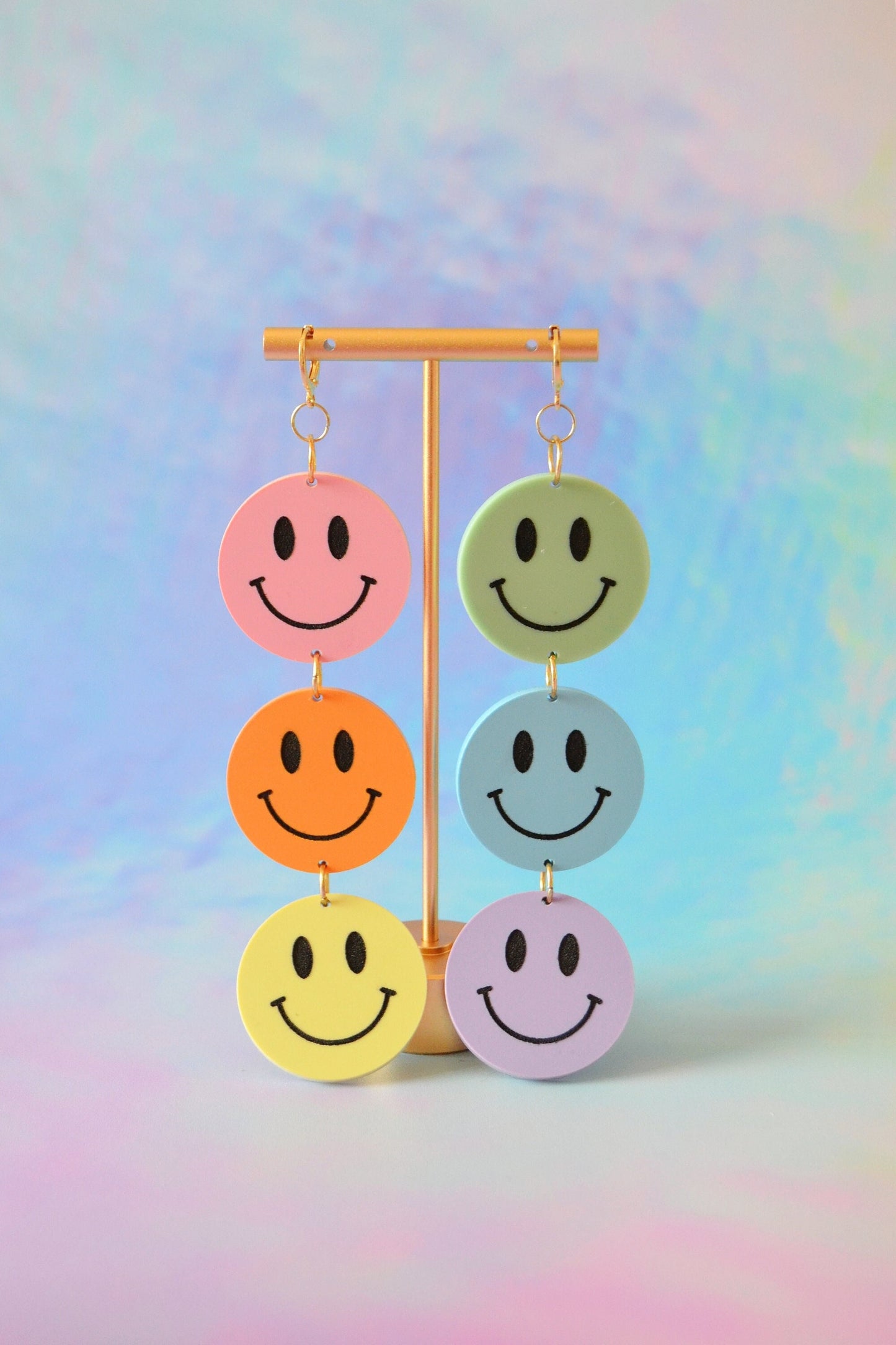 Rainbow Ombre Smiley Earrings