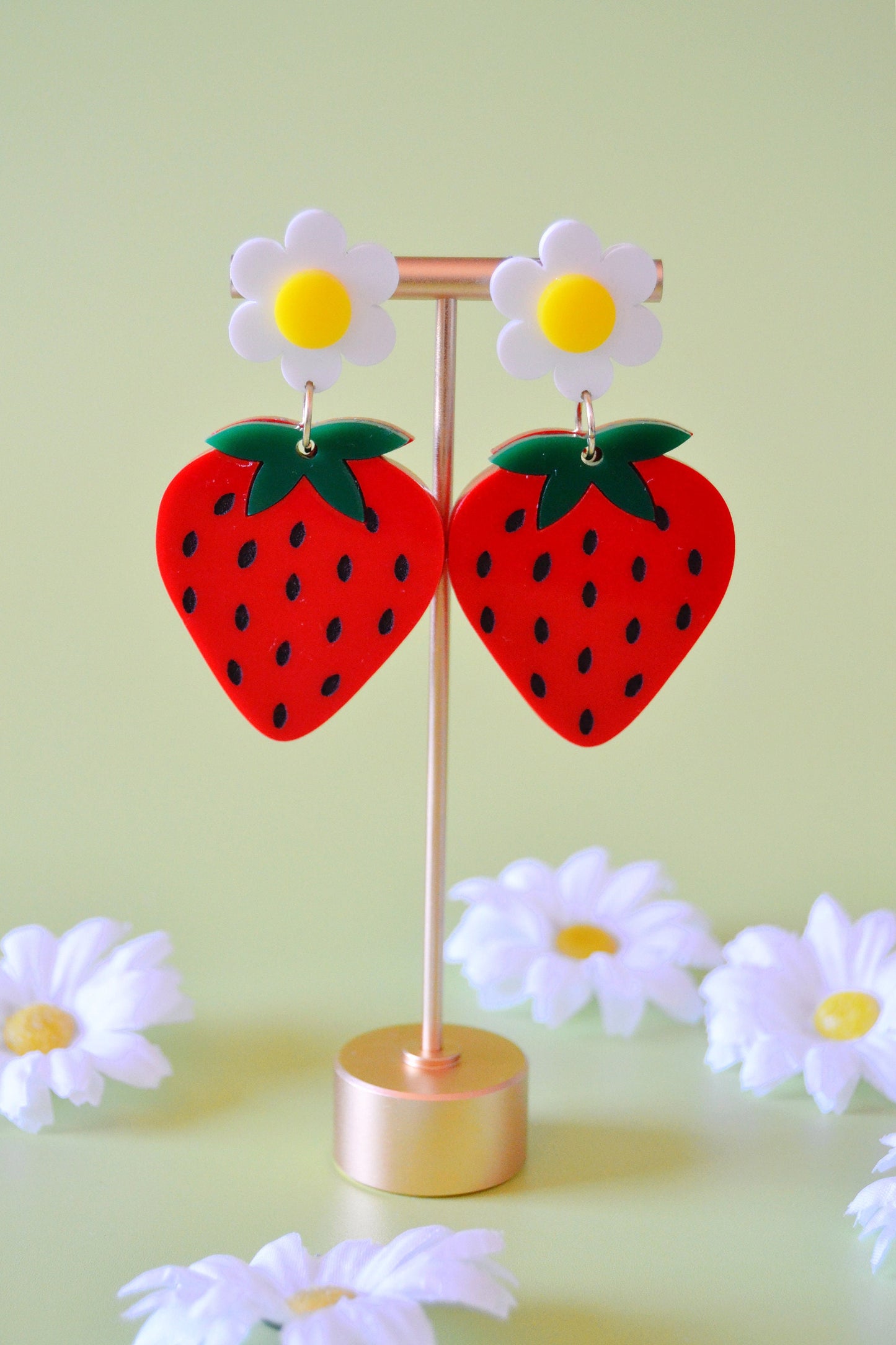 Strawberry Daisy Earrings