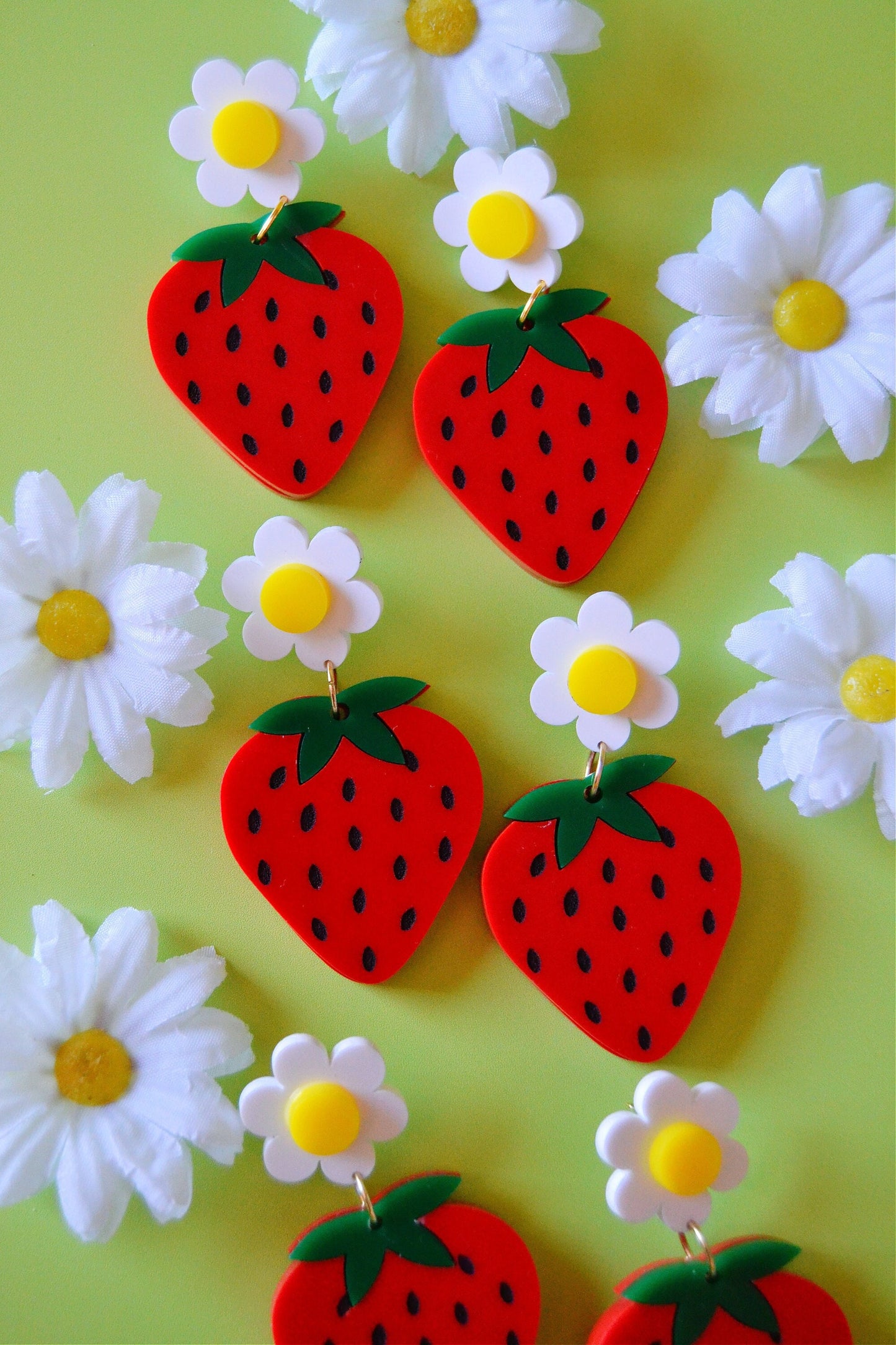 Strawberry Daisy Earrings