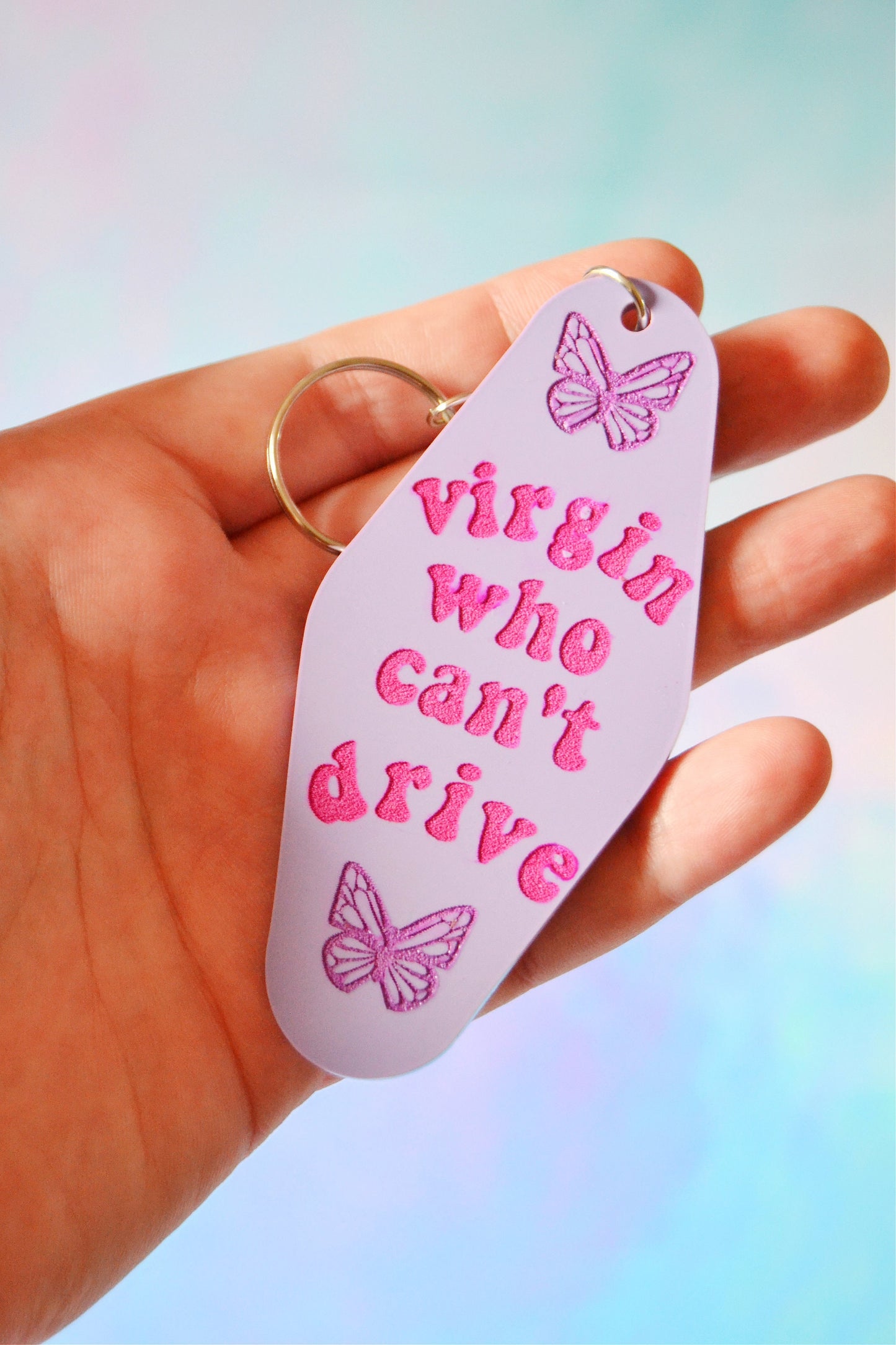 Virgin Who Can't Drive Keychain