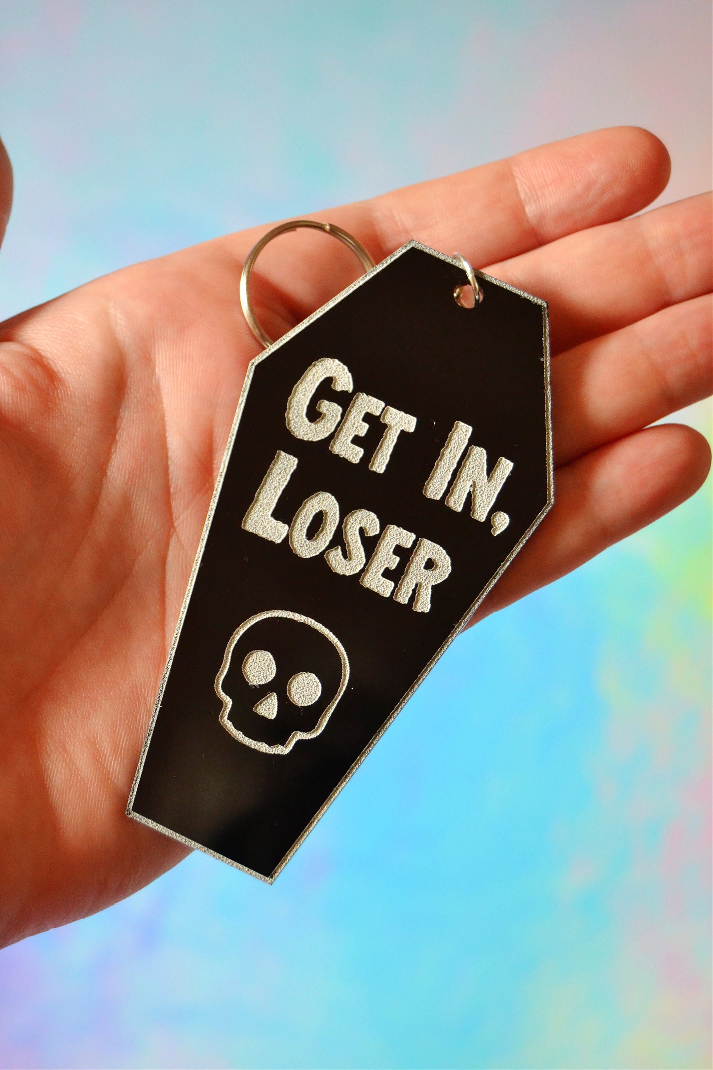 Get In Loser Spooky Keychain