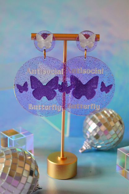 Antisocial Butterfly Holographic Glitter Earrings